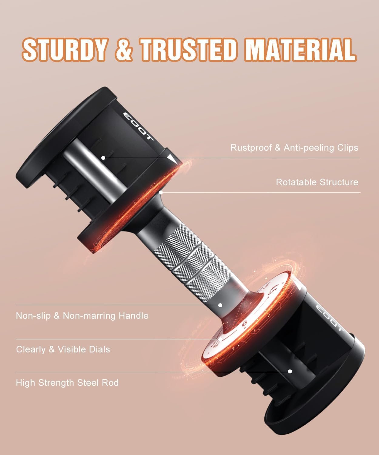 Adjustable Dumbbells Set/Single, 12.5LB/22.5LB/55LB 5 in 1 Free Adjustable Dumbbell Set with Anti-Slip Handle & Rainbow-colored Weight Plates for Home Gym, Weight Set for Women Men - Image 5