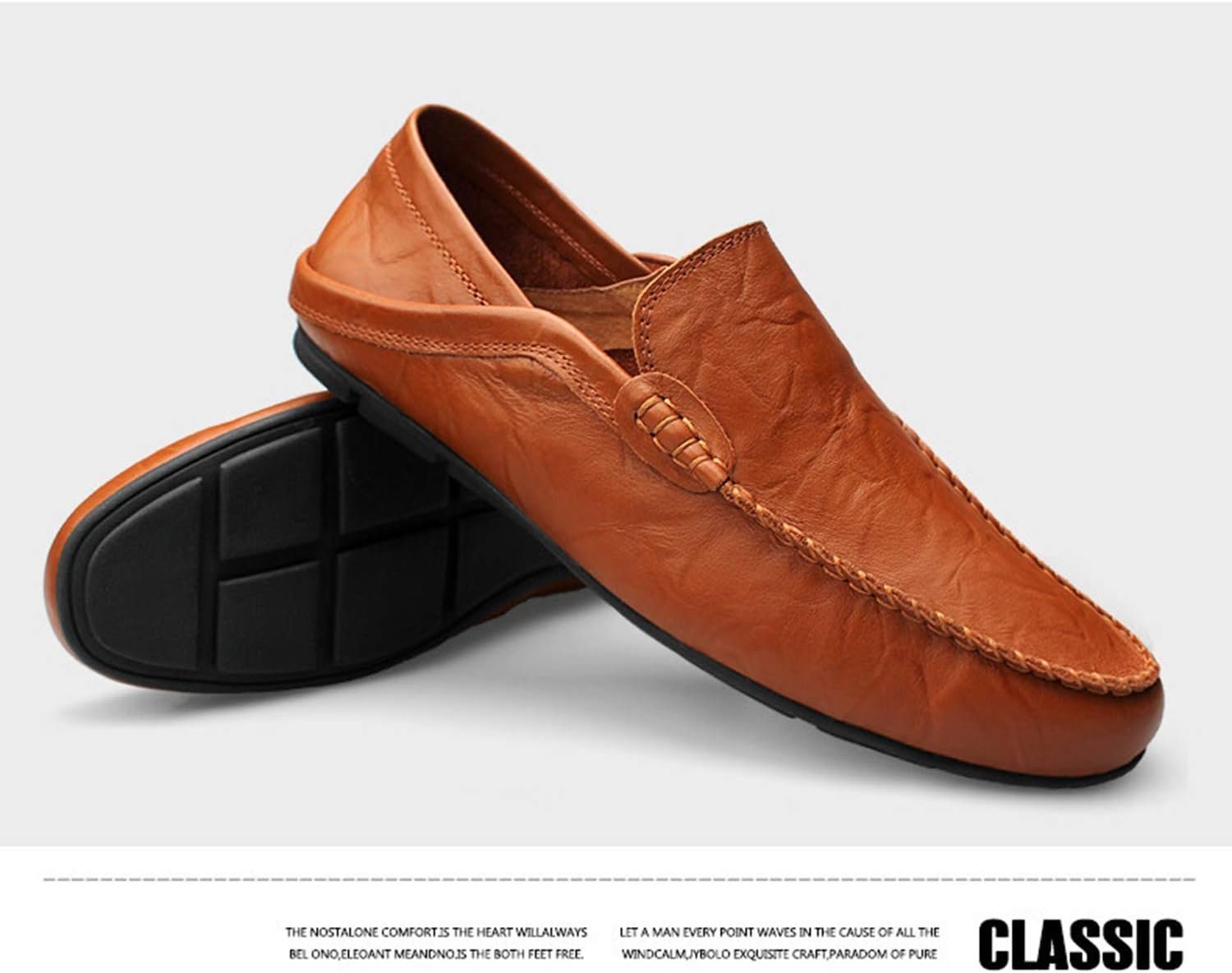 Go Tour Men's Premium Genuine Leather Casual Slip on Loafers Breathable Driving Shoes Fashion Slipper - Image 4