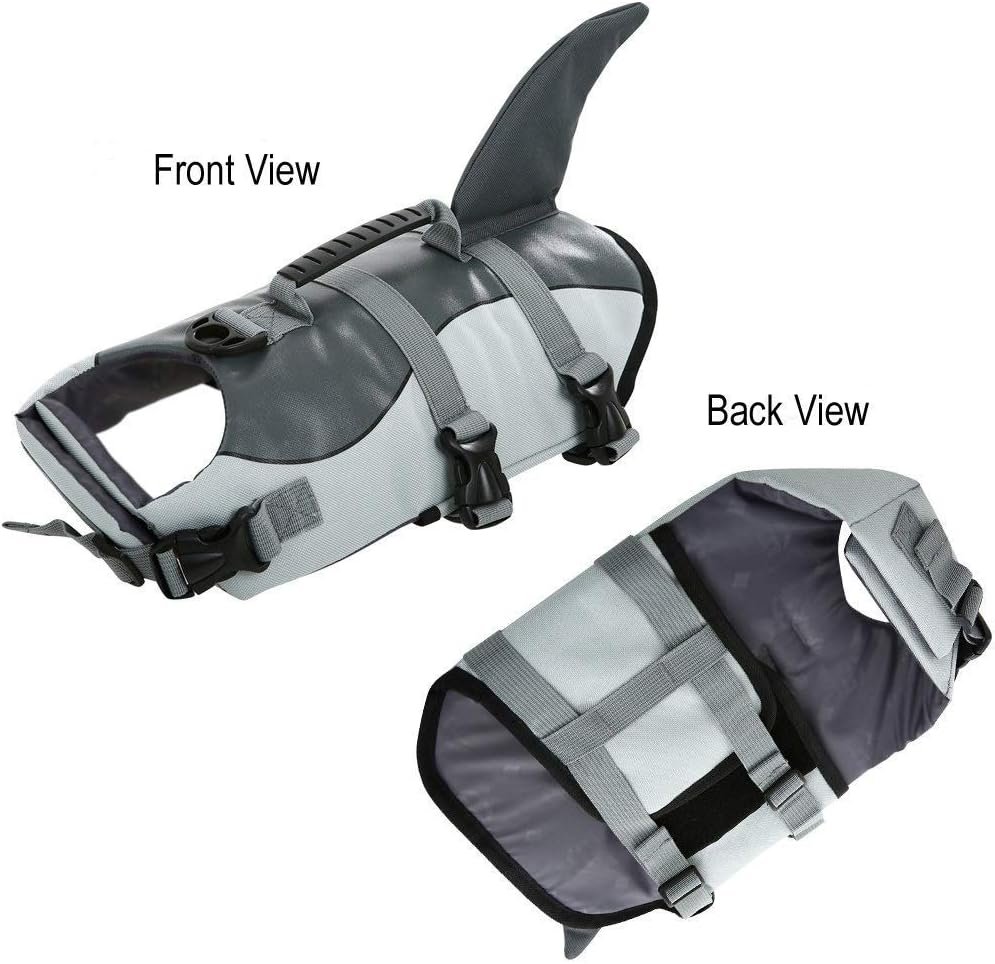 Queenmore Dog Life Jacket Ripstop Dog Safety Vest Adjustable Preserver with High Buoyancy and Durable Rescue Handle for Small,Medium,Large Dogs, Grey Shark X-Large - Image 8