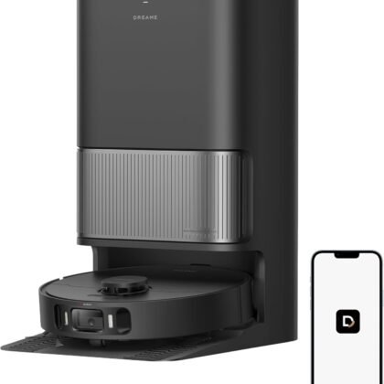 DREAME L40 Ultra Gen 2 Robot Vacuum and Mop with 25,000Pa Suction, Extendable Side Brush and Mop, All-in-One Self-Emptying & Cleaning Dock, Voice & App Control, Black