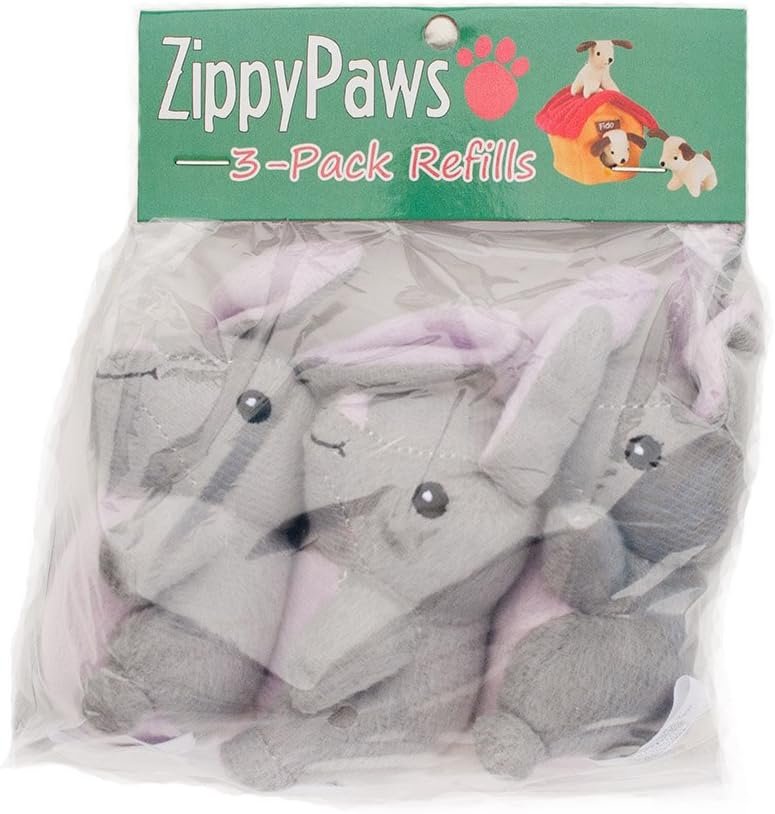 ZippyPaws Burrow Replacement Miniz - Interactive Dog & Puppy Toys for Boredom, Stimulating Pet Products to Keep Them Busy, Plush Refills for Hide & Seek Puzzle, Squeaky Toy for Enrichment - Bunnies