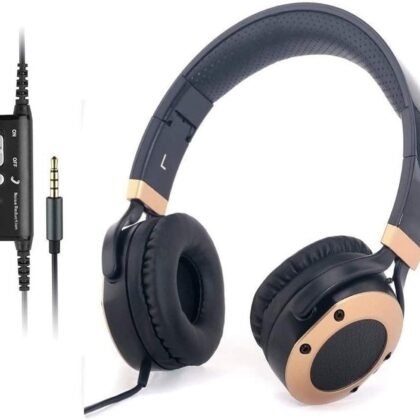 MONODEAL Active Noise Cancelling Headphones with Microphone and Airplane Adapter, Folding and Lightweight Travel Headsets, Hi-Fi Deep Bass Wired Headphones with Carrying Case