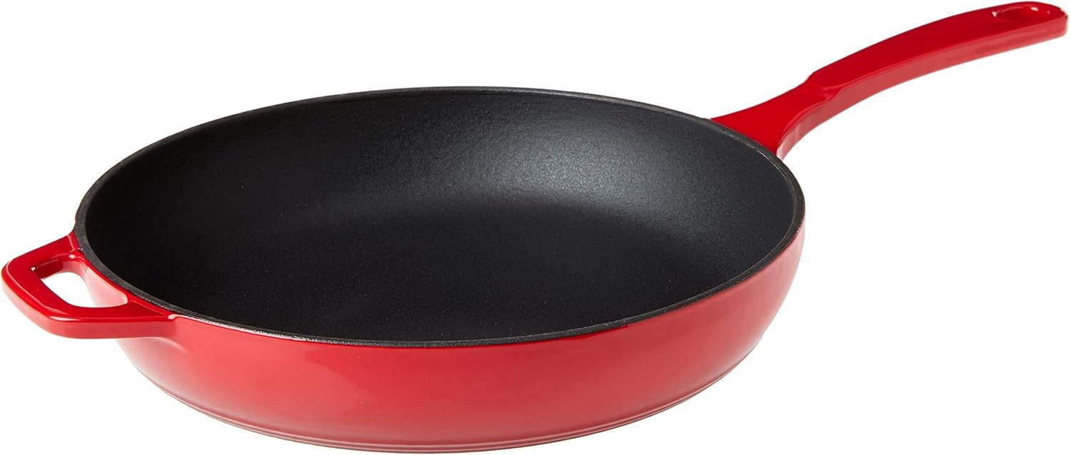 Lodge Enameled Cast Iron Skillet, 11-inch, Red