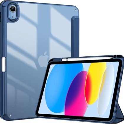 ProCase for iPad (A16) 11th Generation 11 Inch 2025/10th Generation 10.9 Inch 2022 Case with Pencil Holder, Hybrid iPad 11 10 Case with Clear Back, Supports Auto Wake/Sleep -Navy