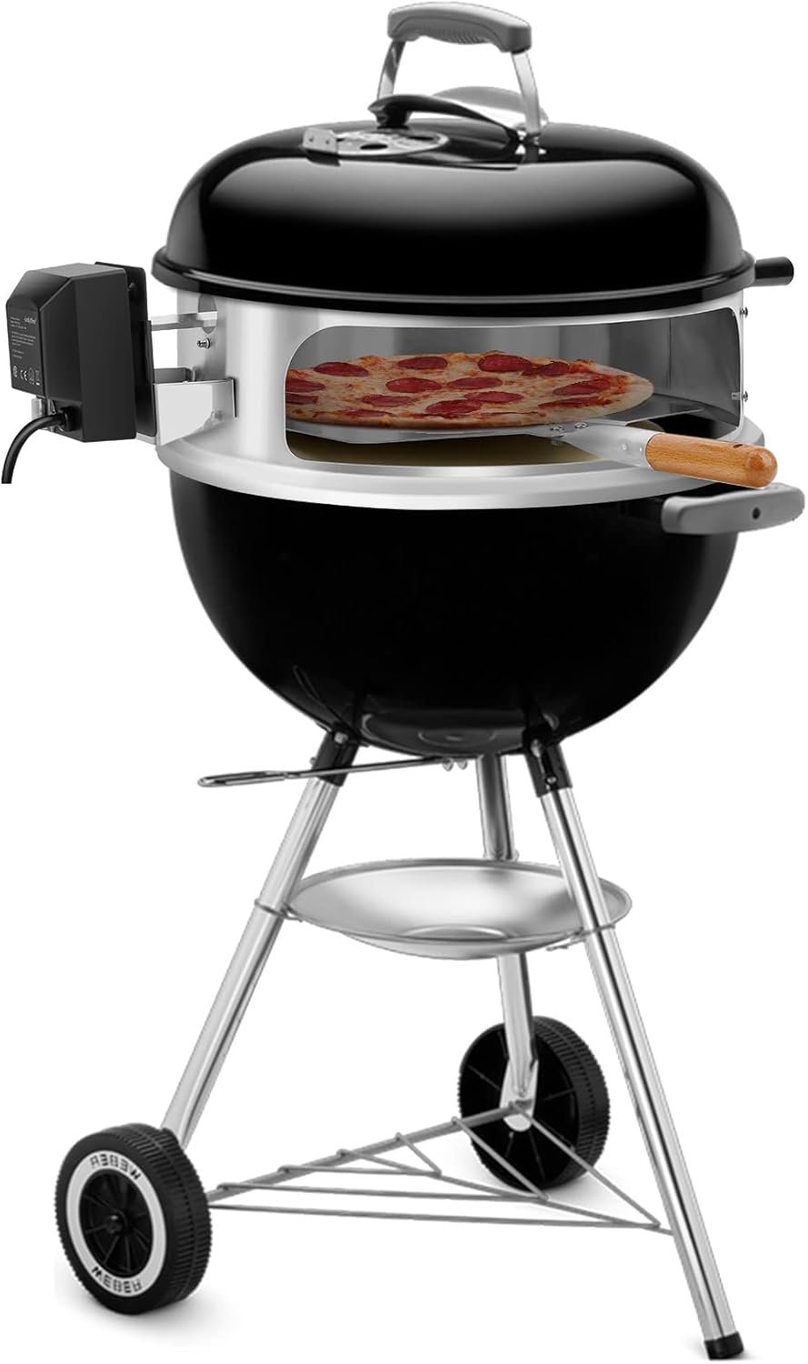 only fire Stainless Steel Multi-Purpose Rotisserie and Pizza Combo Kit for Weber 18" and Other Similar Kettle Grills - Include Pizza Peel and Pizza Stone - Image 2