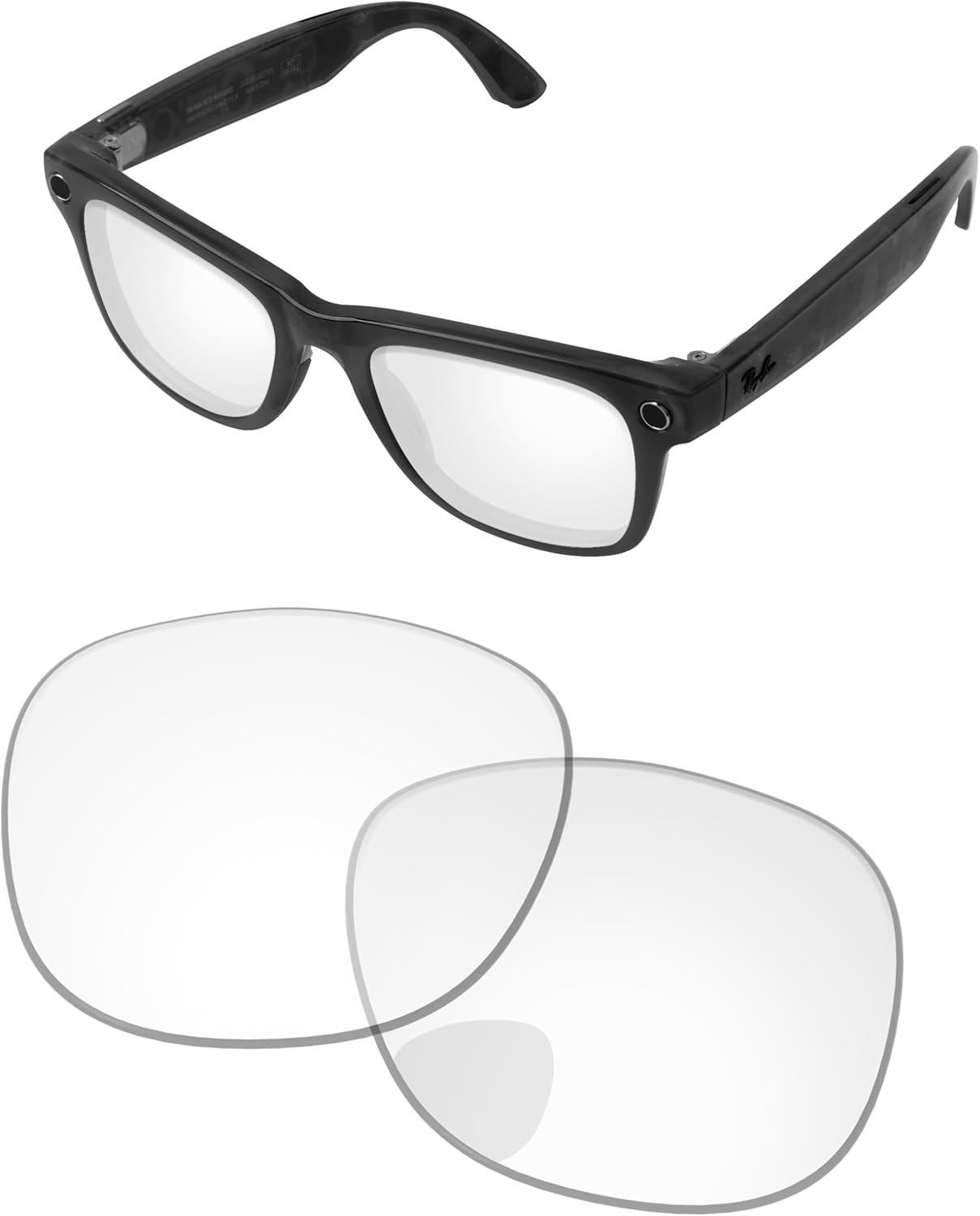 Replacement Lenses for Ray-Ban Meta Wayfarer RW4008 53mm AI Glasses - Photochromic, Anti-Fog & Anti Blue Light Lens