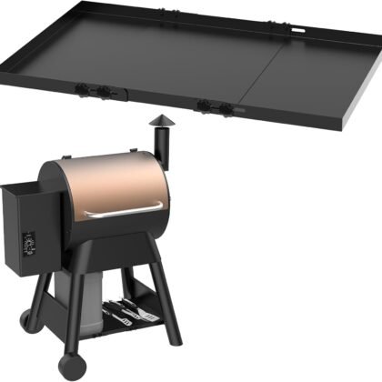PHYESUVIN Universal 25.1"-28.3" Grill Storage Shelf for Traeger Pro 22 and 575 Series, Grill Accessories for Traeger Pellet Grill to Provide More Storage Space