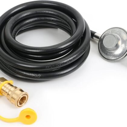 ATKKE 12 Feet Propane Hose with Regulator, 3/8” Female Quick Connect Disconnect x QCC1 Propane Tank for Indoor Outdoor Heater Generator Gas Grill and Fire Pit