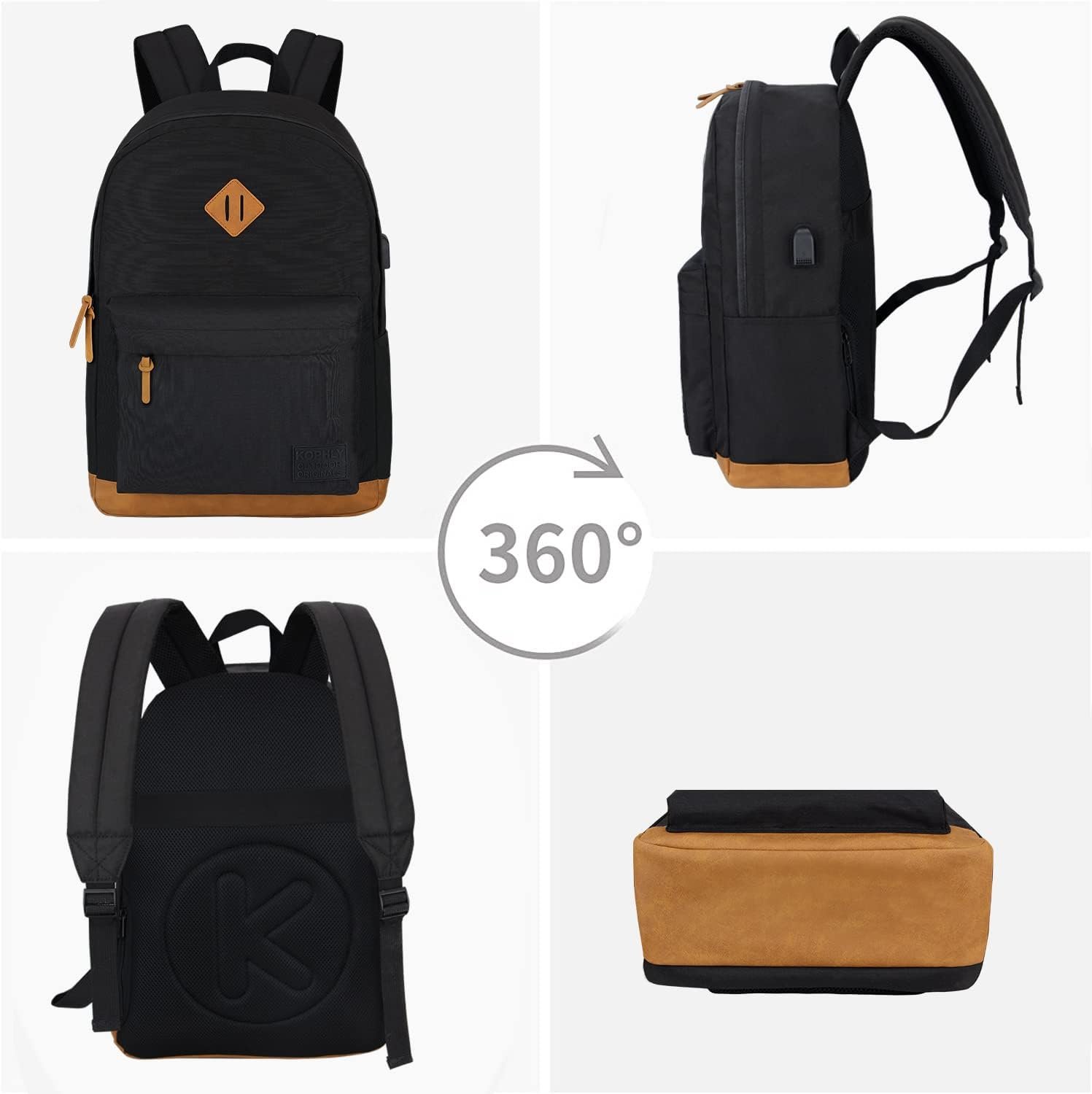 Large Travel Laptop Backpack with USB Charging Port for Men and Women, Classic School Backpack for Boys and Girls, Work Bag(18Inches/Black) - Image 8