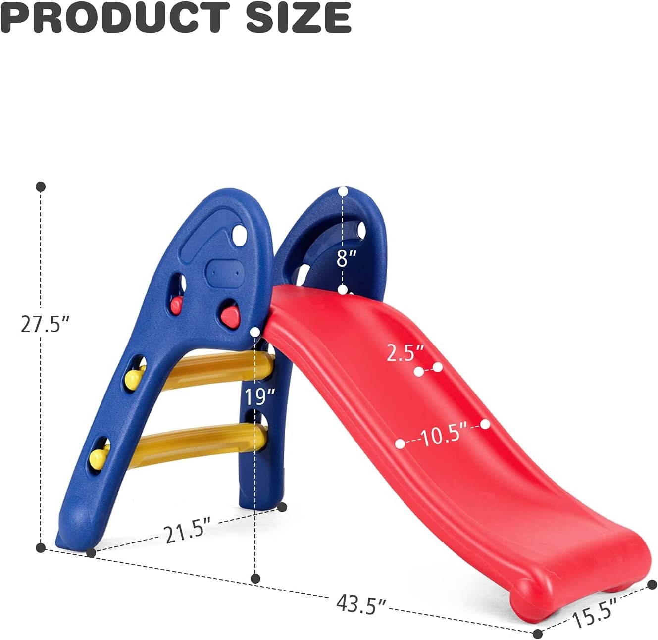 Baby Joy Folding Slide, Indoor First Slide Plastic Play Slide Climber Kids (Ellipse Rail) - Image 7