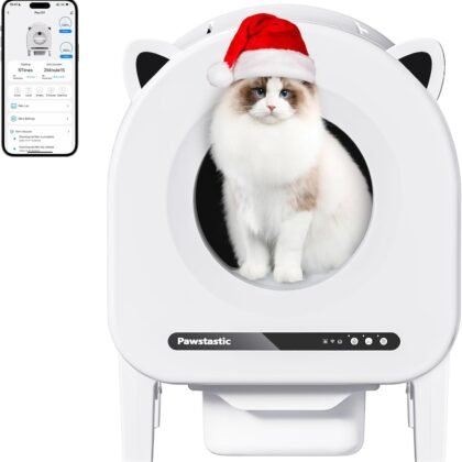Self Cleaning Litter Box, 68 L Automatic Cat Litter Box for Multiple Cats, Robot with Dual Safety Protection, APP Control, Odor Removal Smart Litter Boxes, 2 Roll Trash Bags