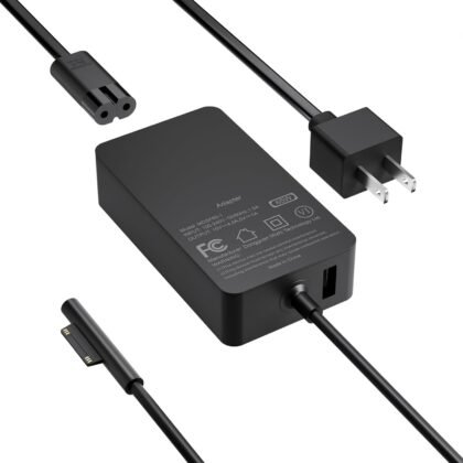65W Charger Compatible with Microsoft Surface Pro 11, 10, 9, 8, 7+, 7, 6, 5, X, Laptop 7/6/5/4/3/2/1/Studio, Go 4/3/2/1, Book 3/2/1, Support 44W 36W, 10FT