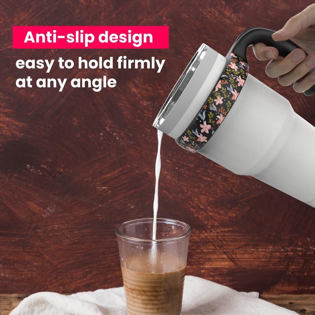 for YETI Handle 30 oz Tumbler, Compatible for YETI 30 oz Tumbler Handle, Cute Floral Design, Black, 1 Pack - Image 4