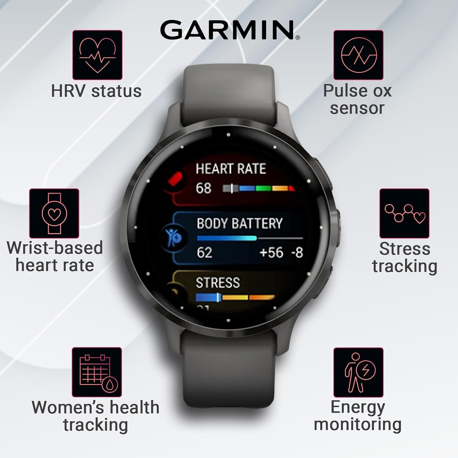 Wearable4U - Garmin Venu 3S GPS Smartwatch AMOLED Display 41mm Watch, Health and Fitness Features, Up to 10 Days of Battery, Sleep Coach, Pebble Gray with White Earbuds Bundle - Image 5
