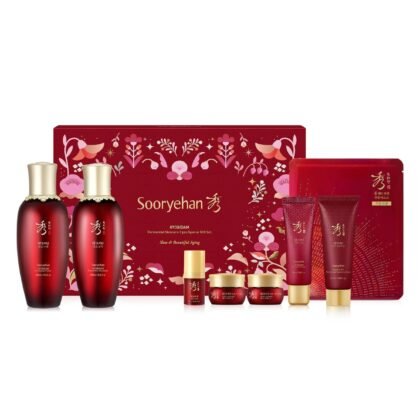 Sooryehan Hyobidam Fermented Bundle Gift Set (14fl oz) - Hyobidam Korean Skin Care Gift Set with Toner, Emulsion, Essence, Cream, Eye Cream, Mask & Foam,. Wild Ginseng Anti-Aging Hydration & Firming.
