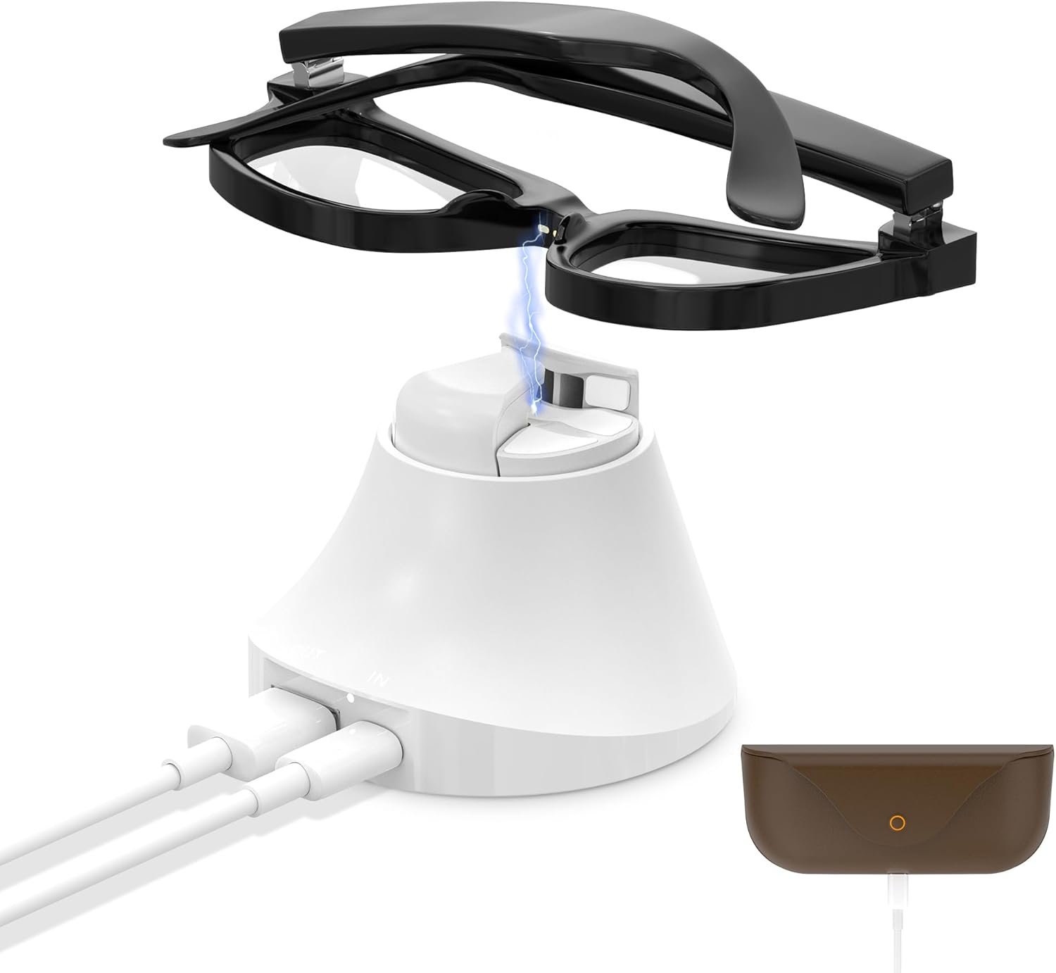 HiBloks Magnetic Charging Station for Ray-Ban Meta Wayfarer/Skyler Gen 2 Smart Glasses Accessories, Fast Charging Dock with LED Indicator Compatible with Rayban Meta Gen 2 & Glasses Case (White)