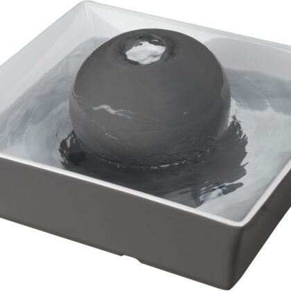 PetSafe Drinkwell Ceramic Pet Water Fountain - Quiet Automatic 70oz Dispenser for Cats & Dogs with Filters - Dishwasher Safe Square Design