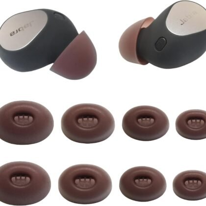 Luckvan Replacement Earbuds Tips for Jabra Elite 10 Silicone Ear Tips Jabra Elite 10 Gen 2 Earbuds Tips 4 Pairs, Brown