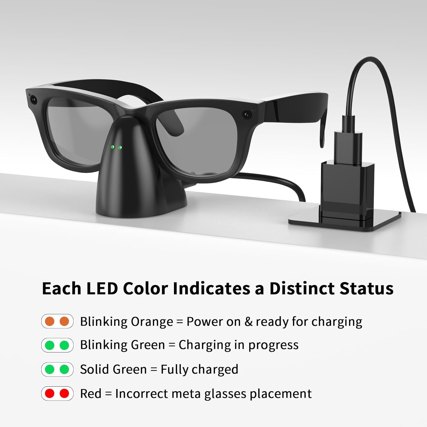 Charger Compatible with RayBan Meta Smart Glasses, Portable Charging Dock for Wayfarer, Headliner & Skyler with 59" USB-C Cable for Ray Ban Meta Gen 1 & 2 Accessories - Image 3