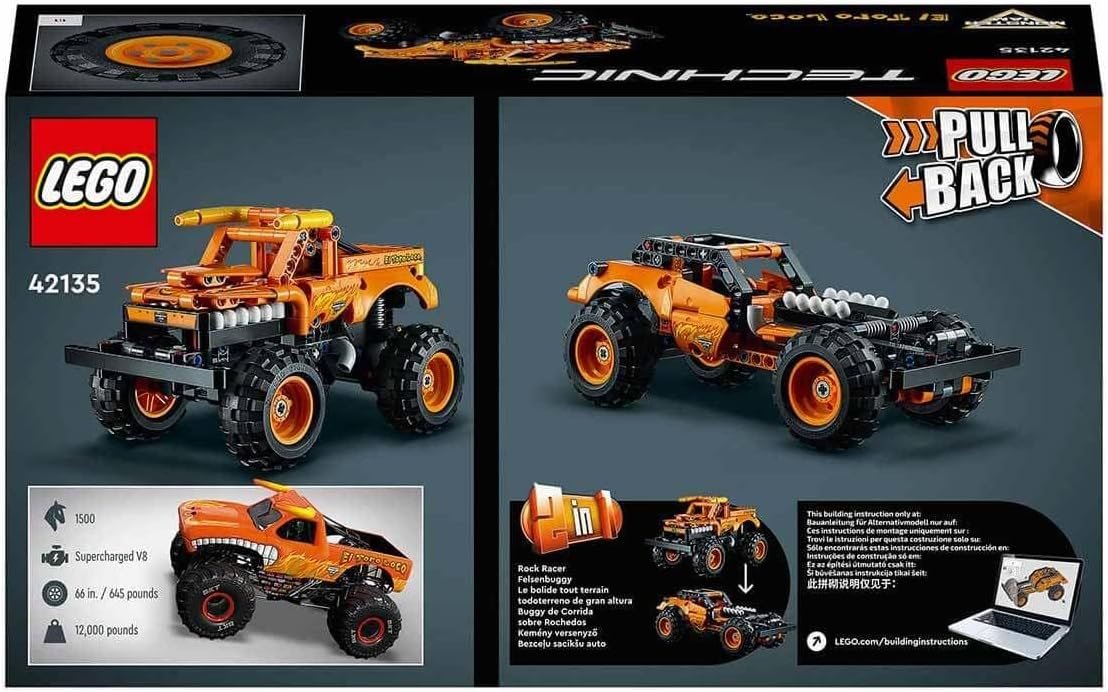Lego® Technic Monster Jam™ El Toro Loco™ 42135 Model Building Kit; 2-in-1 Pull-Back Toy - Image 4