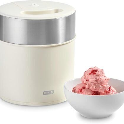 Dash Deluxe Gelato & Ice Cream Maker - HomeMade Dessert Maker with One-Touch Churning - Space-Saving Design & Easy to Clean - 2 Quarts, Cream
