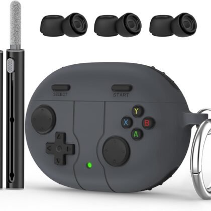 Beats Studio Buds Plus Case Cover, 2021/2023 New Beats Studio Buds, Wireless Earbuds Silicone Case Accessories with Keychain, Dark Grey