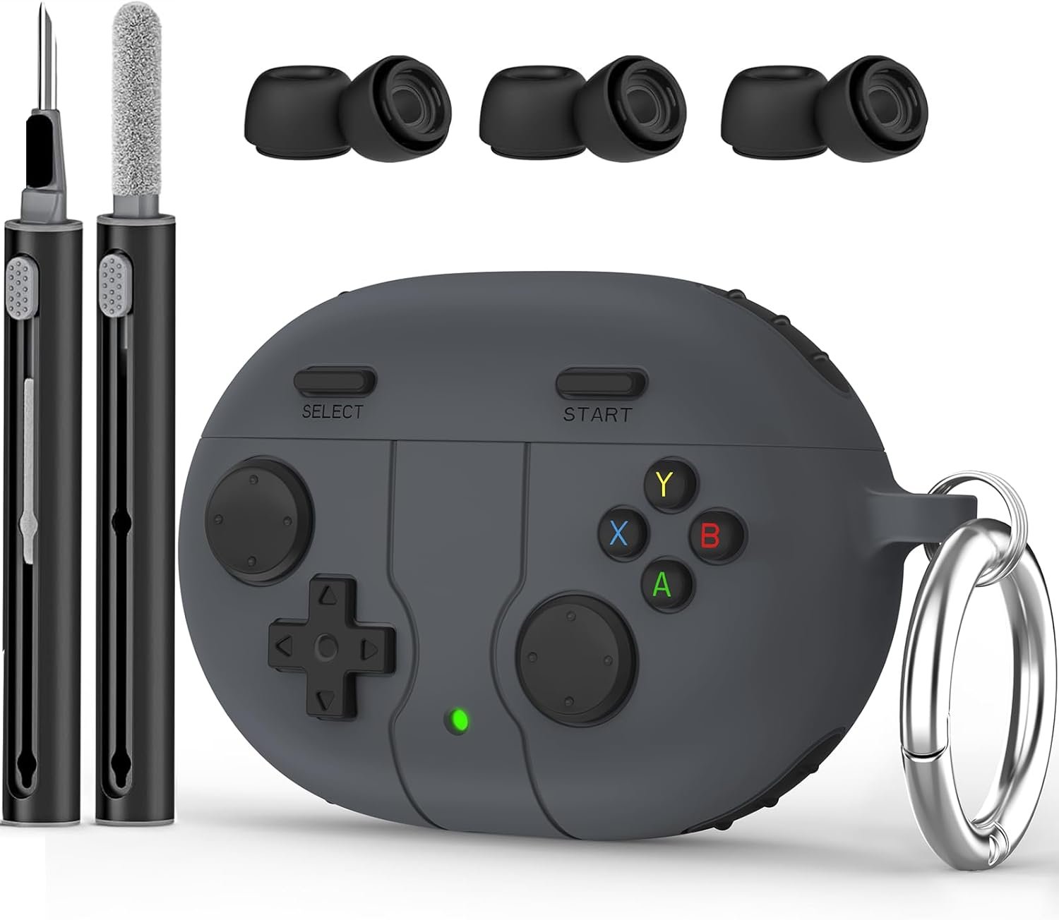 Beats Studio Buds Plus Case Cover, 2021/2023 New Beats Studio Buds, Wireless Earbuds Silicone Case Accessories with Keychain, Dark Grey