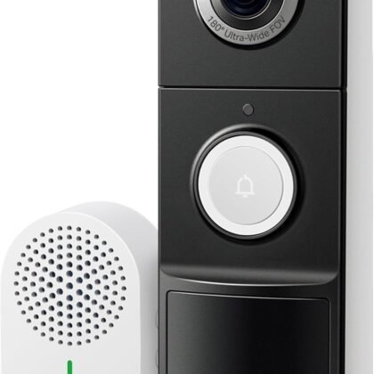 Tapo by TP-Link Smart Video Doorbell Camera with Chime, Battery or Wired, 2K QHD Color Night Vison, No Monthly Fee, 180° Ultra-Wide Head-to-Toe View, Ring Call, Free AI Detection, Local Storage (D225)