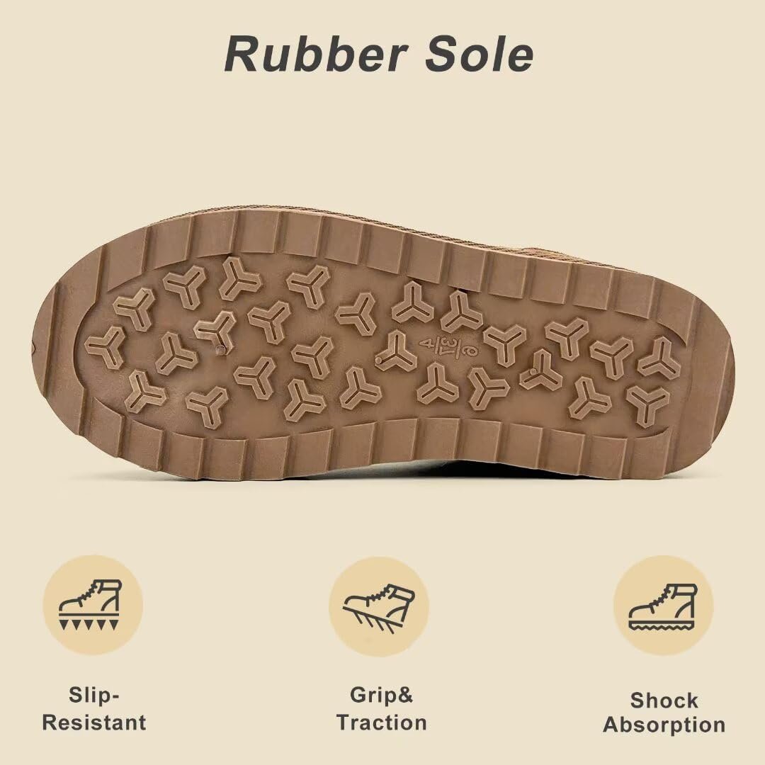 Women Suede Classic Ultra Mini Snow Boots, Faux Fur Lined Slip On Ankle Winter Booties, Womens Warm No Slip Short Boot, Botas De Invierno Para Mujer - Image 4