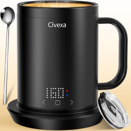 Civexa Rechargeable Self Heating Coffee Mug, Fast Heating & High Temperature, 14 Oz App-Controlled Heated Coffee Mug, 1F Precise Temperature Control Smart Mug Warmer for 150 Min Use