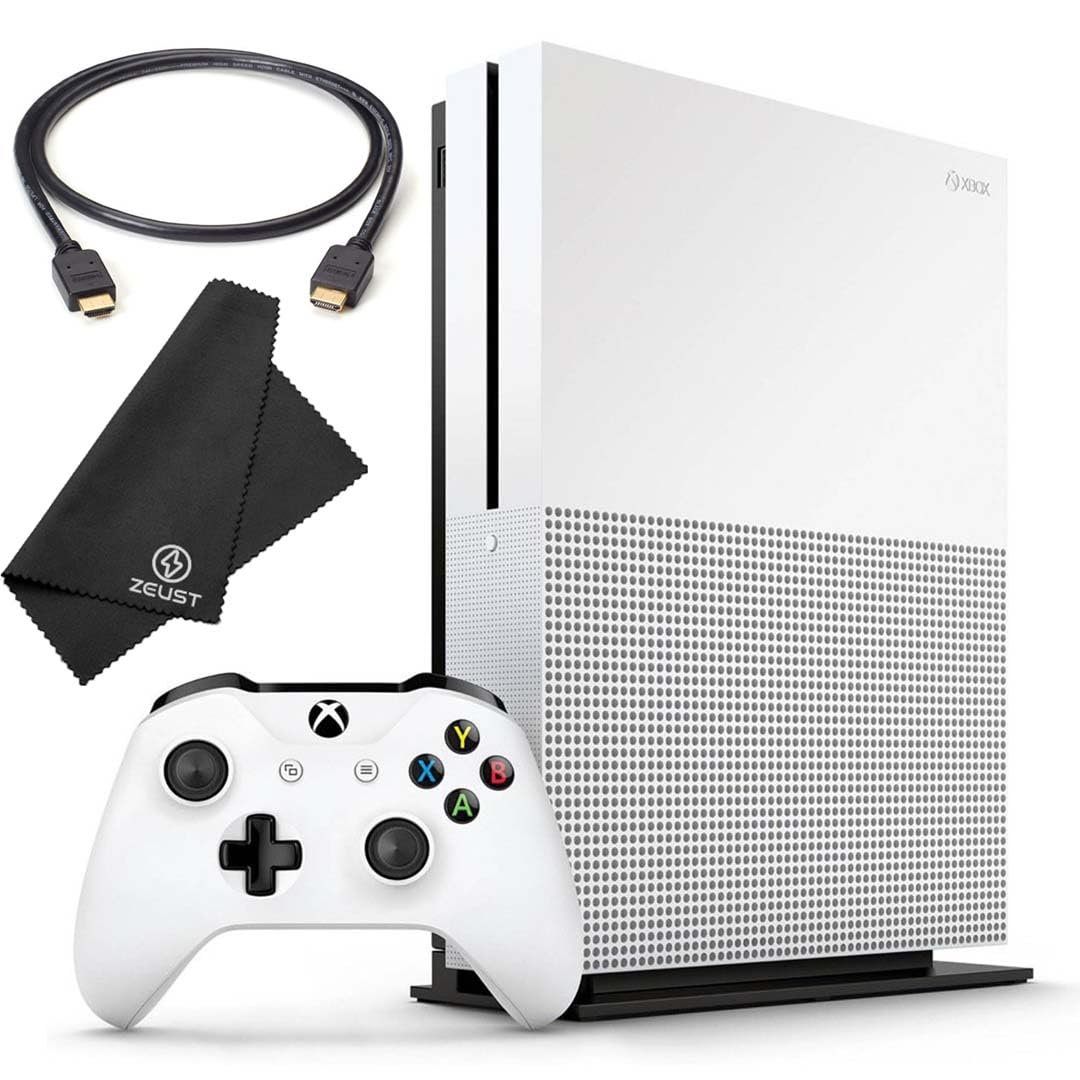 Zeust Xbox One S 512GB Console Bundle - Includes the Xbox One S 500 GB Console White, 1 Wireless Controller, HDMI Cable, and Microfiber Cloth - Compact Digital Gaming Kit (Renewed)