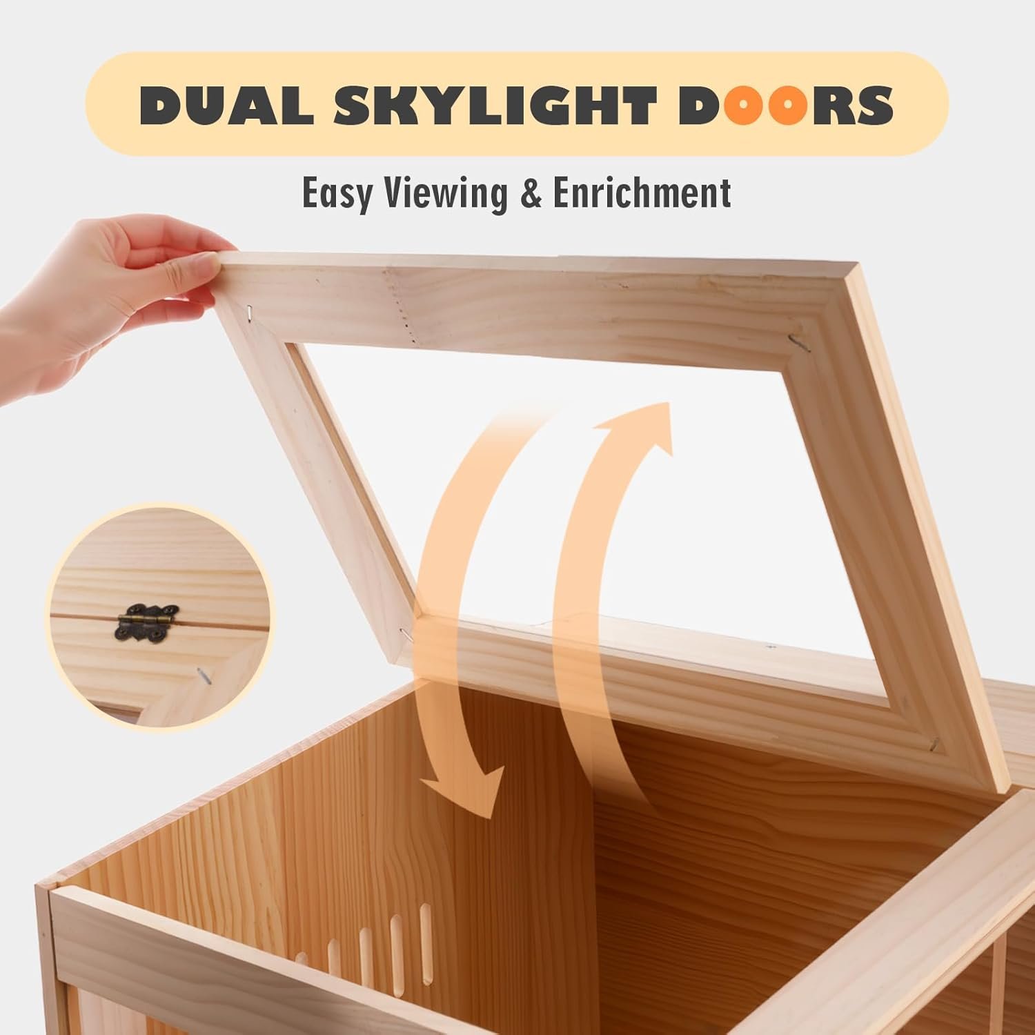 31.5 Inch Wooden Hamster Cage with Pull-Out Tray, Small Animal Habitat with Double Skylight Doors for Gerbil, Mouse, Guinea Pig, Rat, No Accessories - Image 5