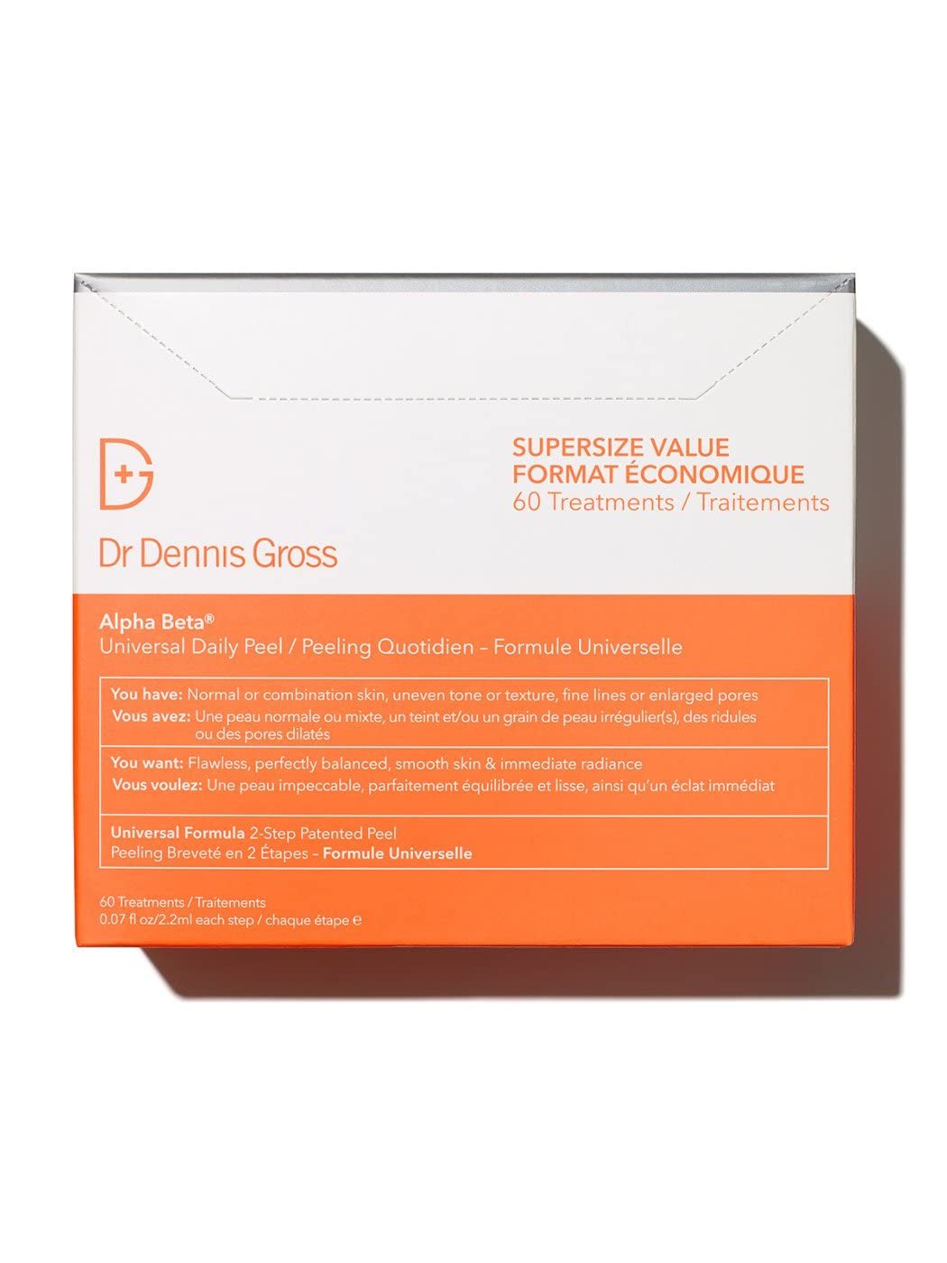 Dr. Dennis Gross Alpha Beta Universal Daily Peel: for Uneven Tone or Texture and Fine Lines or Enlarged Pores, (60 Treatments)