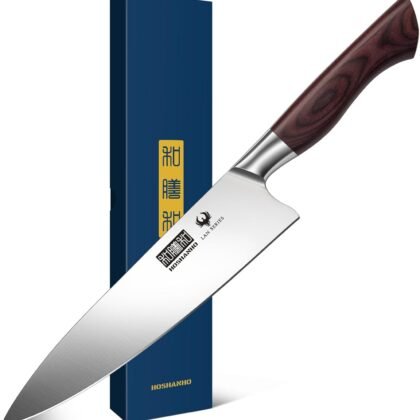 HOSHANHO 8 Inch Chef Knife for Cooking, Super Sharp High Carbon Stainless Steel Kitchen Knife, Professional Japanese Knife with Durable Wood Handle
