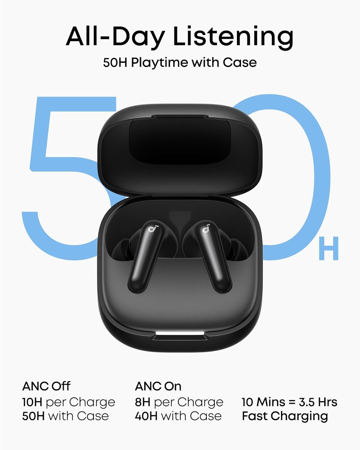 Soundcore P31i by Anker, Real-Time Adaptive Noise Cancelling, Hi-Res Sound, Translation Earbuds, 50H Playtime, Wireless Earbuds, Bluetooth Earphones, Spatial Audio, Fast Charging, IP55 - Image 6