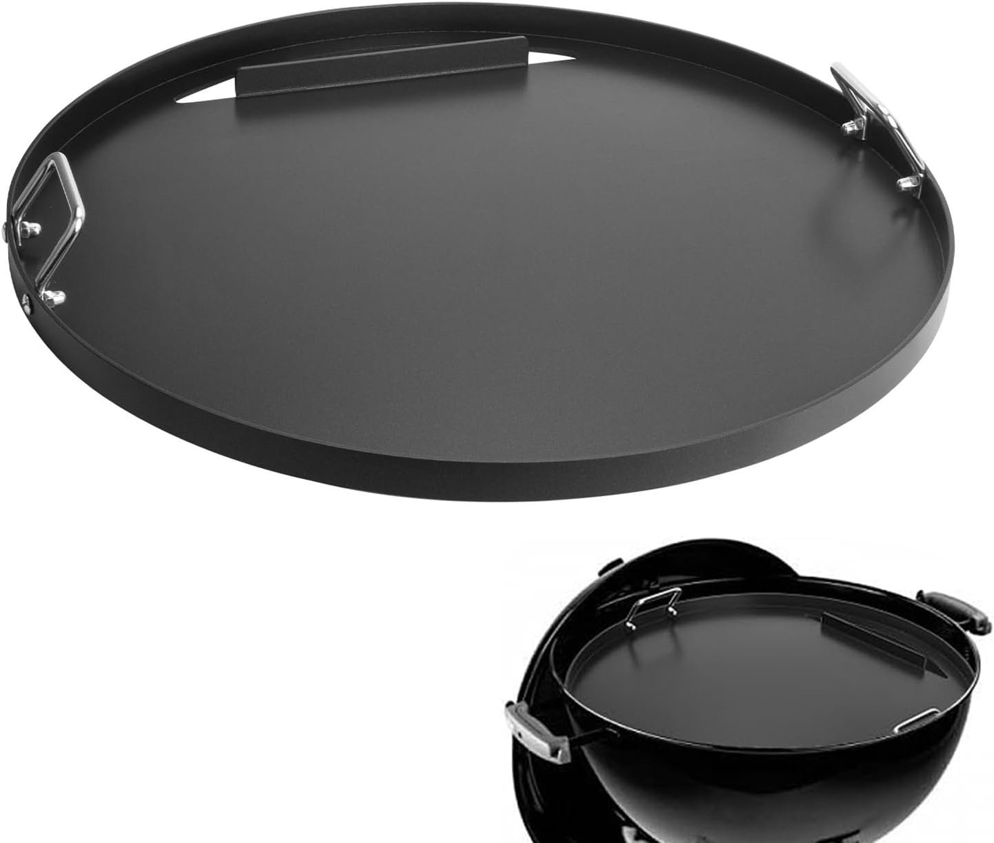 Full Size Griddle Inserts for Weber 22" Charcoal Grills, Flat Top Griddle for Weber 22" Original Kettle, Master-Touch and Performer Deluxe Charcoal Grill, Compatible Other 22 inch Round Grills