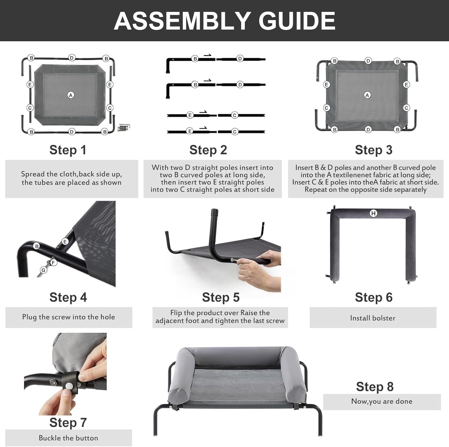 RRPETHOME Large Elevated Cooling Dog Bed, Raised Dog Cot Beds for Large Dogs, Elevated Outdoor Pet Bed, Chew Proof Portable Cooling Pet Cot with Skid-Resistant Feet and Breathable Mesh - Image 7