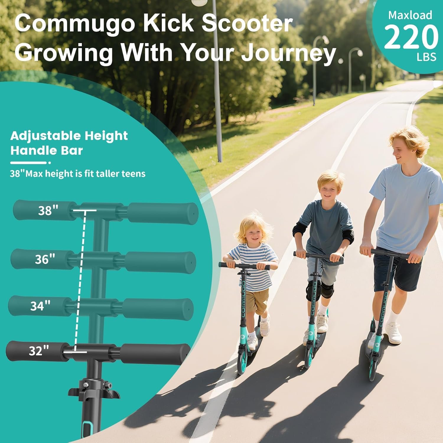 Kick Scooter for Kids 5-12, Teens, Foldable Lightweight Adult Scooter with 8 Inch Wheels, Max Load 240 LBS, Gift for Childs - Image 2