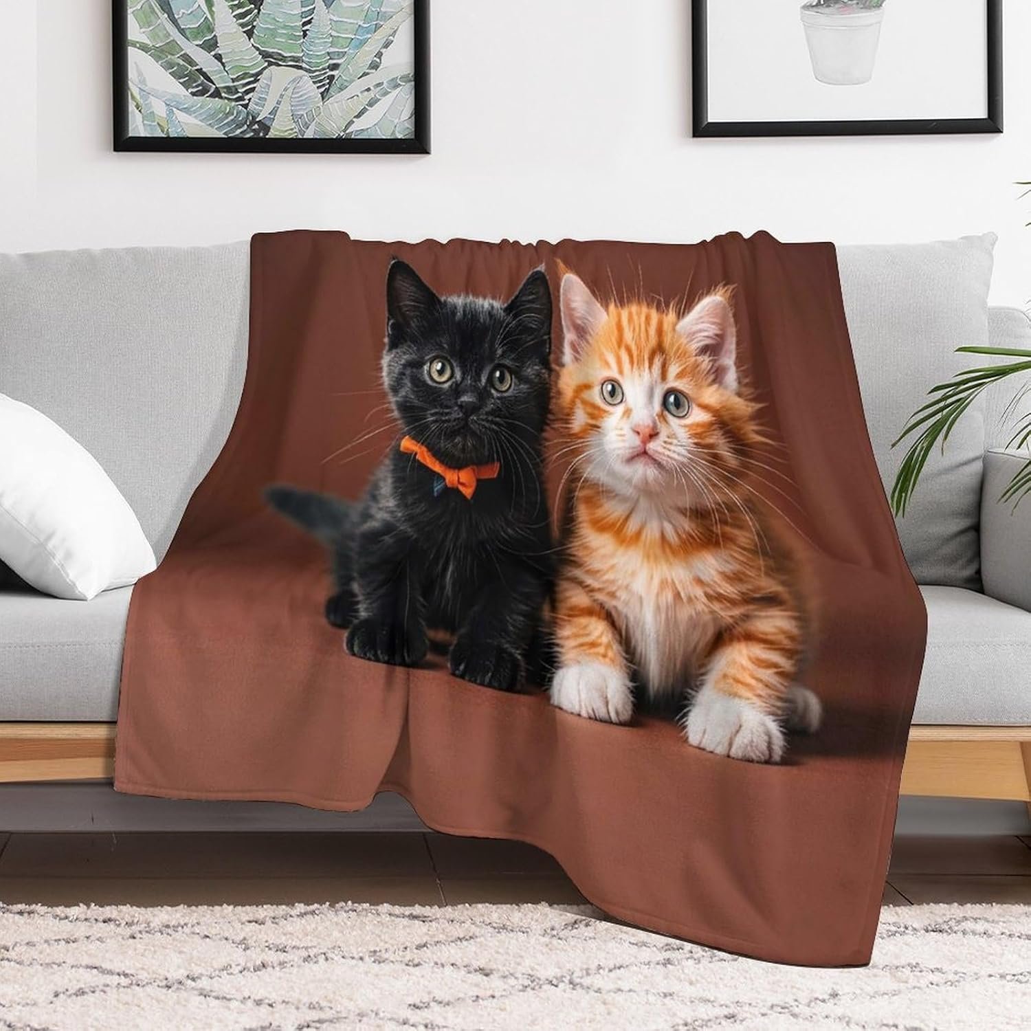 Cute Kitten Black and Orange Cat Bed Blankets Luxury Plush Cozy Fuzzy Blanket for Couch Super Soft Warm Lightweight Throw Blanket for Home Decor 40"*50" (100 * 130cm) - Image 5