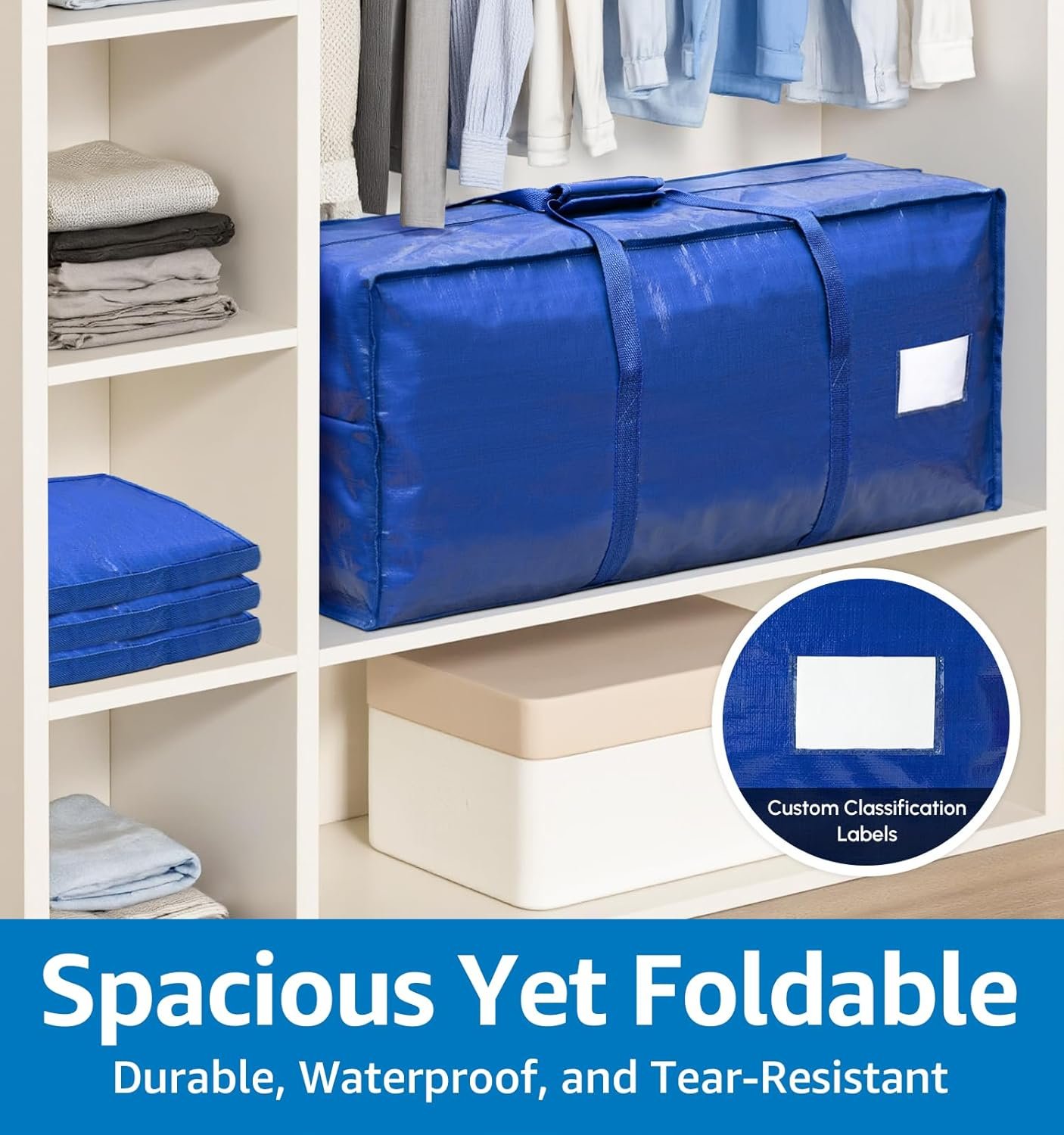 6 Pack Large Moving Bags Heavy Duty – Reusable Storage Bags with Zippers & Handles | Extra-Large Packing Bags for Moving Boxes, Clothes, Bedding, Holiday Décor & Home Storage - Image 5