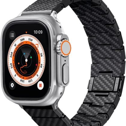 pitaka Apple Watch Band Compatible with Apple Watch Ultra 3/Ultra 2/Ultra/11/10/9/8/7/6/SE/5/4/3/2/1, Adjustable Apple Watch Ultra 3 Band, 100% Carbon Fiber Apple Watch Band - Modern