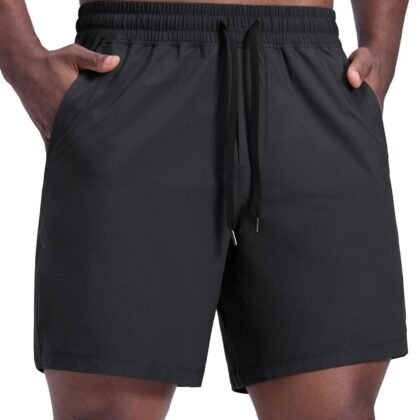 CRZ YOGA Mens Lightweight Workout Shorts 7" - Quick Dry for Gym Athletic Workout with Zipper Pocket