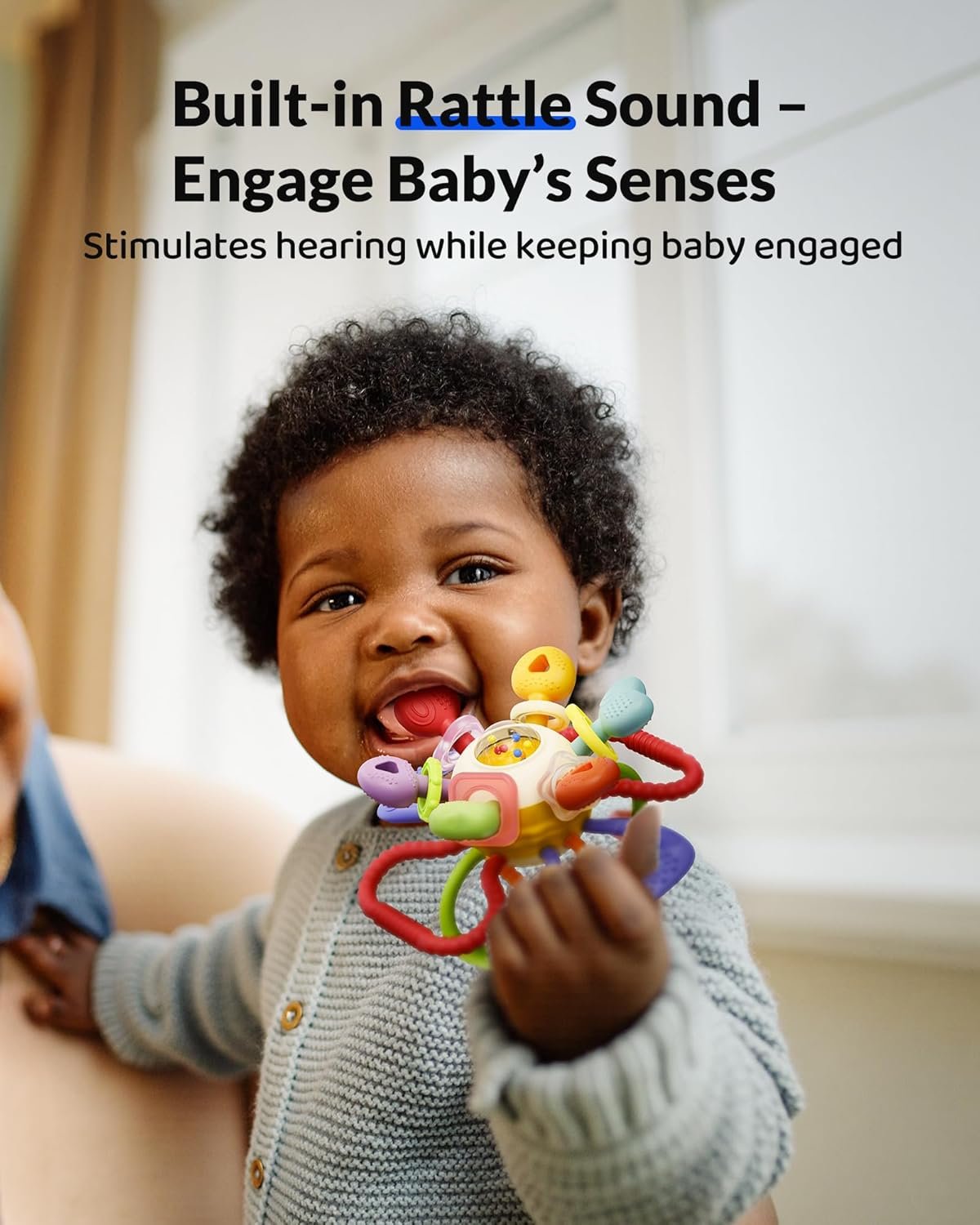 Baby Montessori Sensory Teething Toy - Safe, Multi-Functional BPA-Free Silicone Teether for Babies 0-12 Months - Teething Relief & Fun Play with Rattle - Perfect Baby Toys for Boys & Girls - Image 5