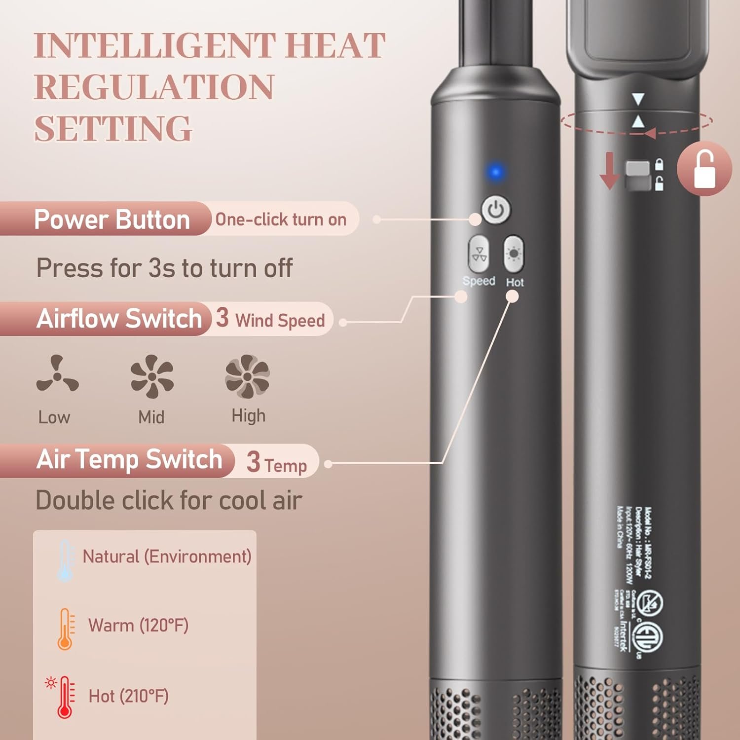 6 in 1 Air Styling & Drying System, Powerful High Speed Hair Dryer Brush & Multi-Styler with Auto Wrap Curlers,Hair Straightener Brush,Round Volumizing Brush,Soft Smoothing Brush - Image 6