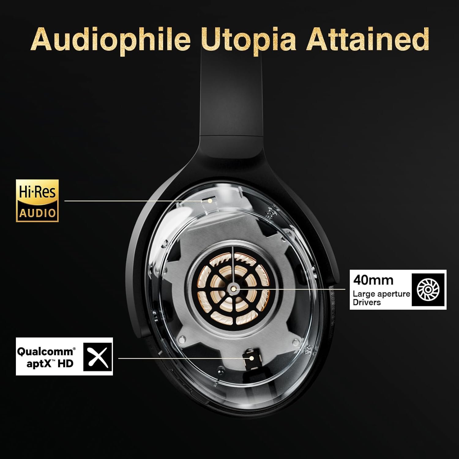 Bluetooth Headphones, Premium Active Noise Cancelling Wireless Headphones Over Ear, 50H Playtime, Hi-Res Audio, Deep Bass, Memory Foam Ear Cups for Travel, Home Office - Image 3