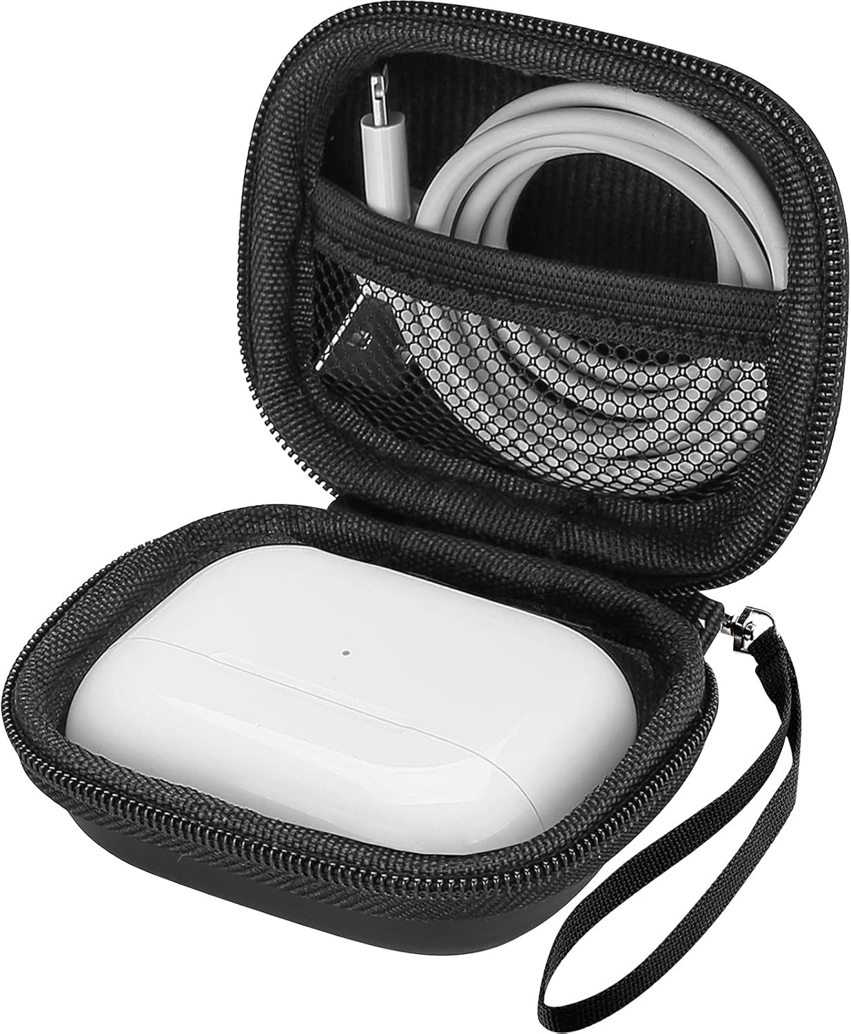 ProCase Compatible for AirPods Pro 2 2022 / AirPods 3 2021 / AirPods Pro 1 / Jabra Elite 75t / Beats Studio Buds, Hard Travel Carrying Case Storage Pouch Bag for Earbuds Earphones Headphones -Black