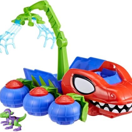 Hasbro Spidey and His Amazing Friends Marvel Dinowebs Crawler Toy for Kids, Interactive Spider-Man Playset with Figures