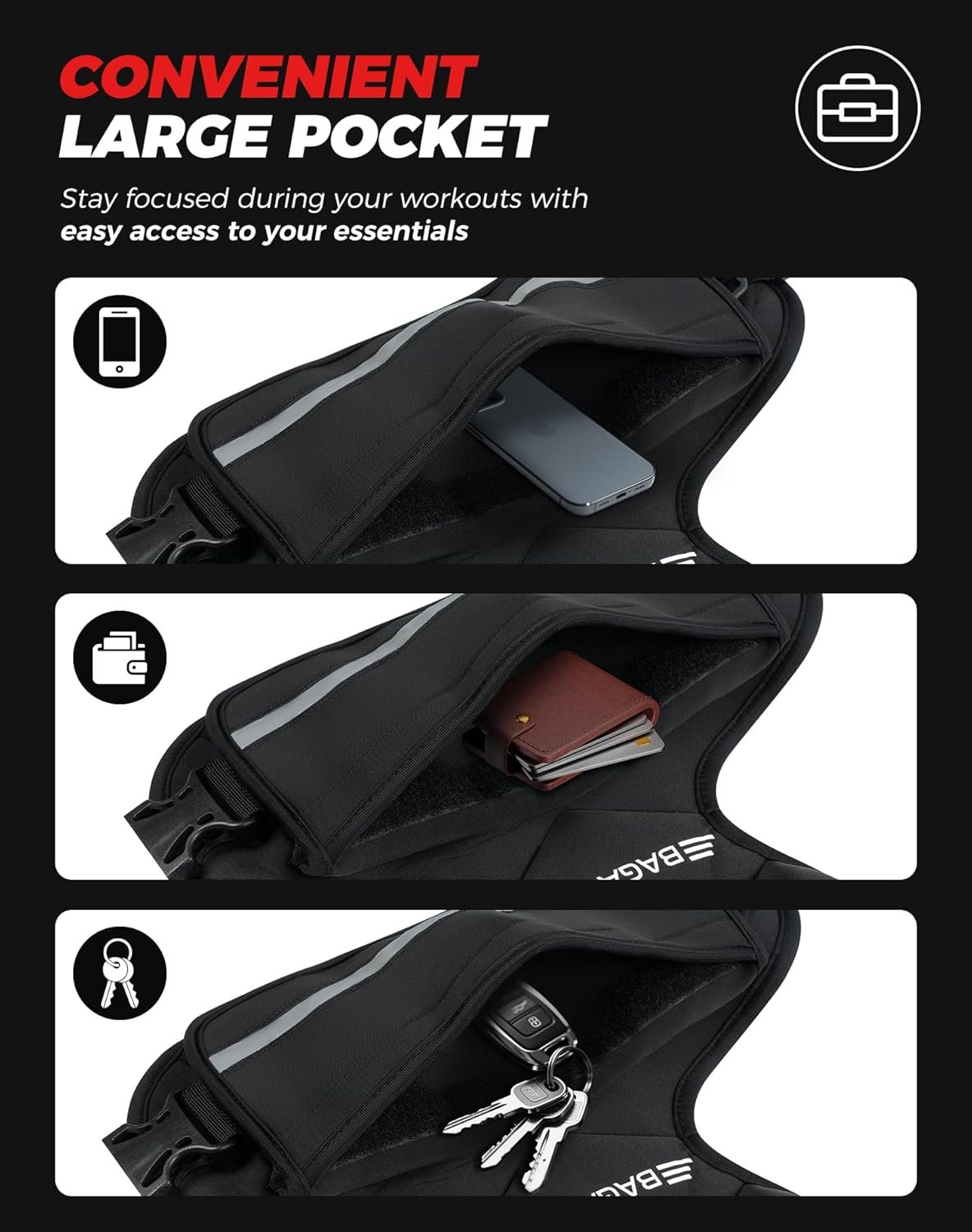 BAGAIL Adjustable Weighted Vest for Women & Men, 4-10lb/12-18lb/20-32lb Weight Vest for Home Workouts with 6 Ironsand Weights, Reflective Rucking Vest for Walking, Running, HIIT & Strength Training - Image 5