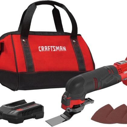CRAFTSMAN V20 Cordless Oscillating Tool Kit Multi-Tool with Blades, Sand Paper, Battery and Charger Included (CMCE501D1)