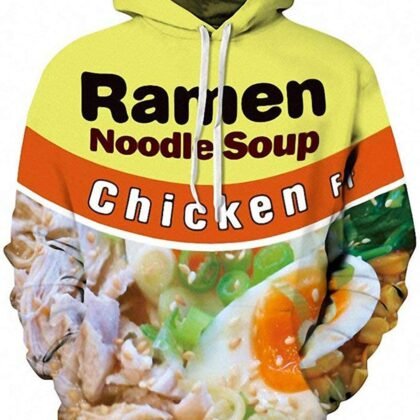 Keasmto 3D Ramen Chicken Noodle Soup Hoodie Beef Sweatshirt For Men Women Cotton Cute